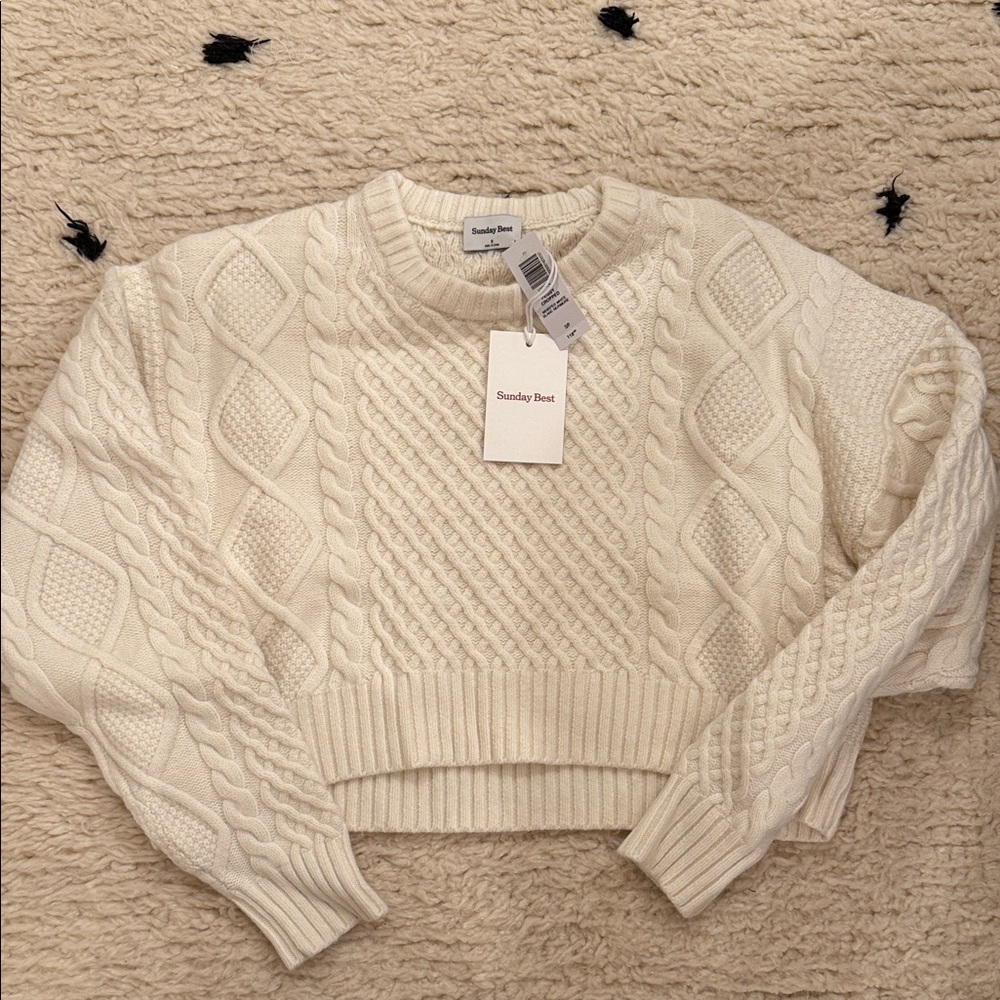 Aritzia Sunday Best, Peggy cropped sweater - whisper white S